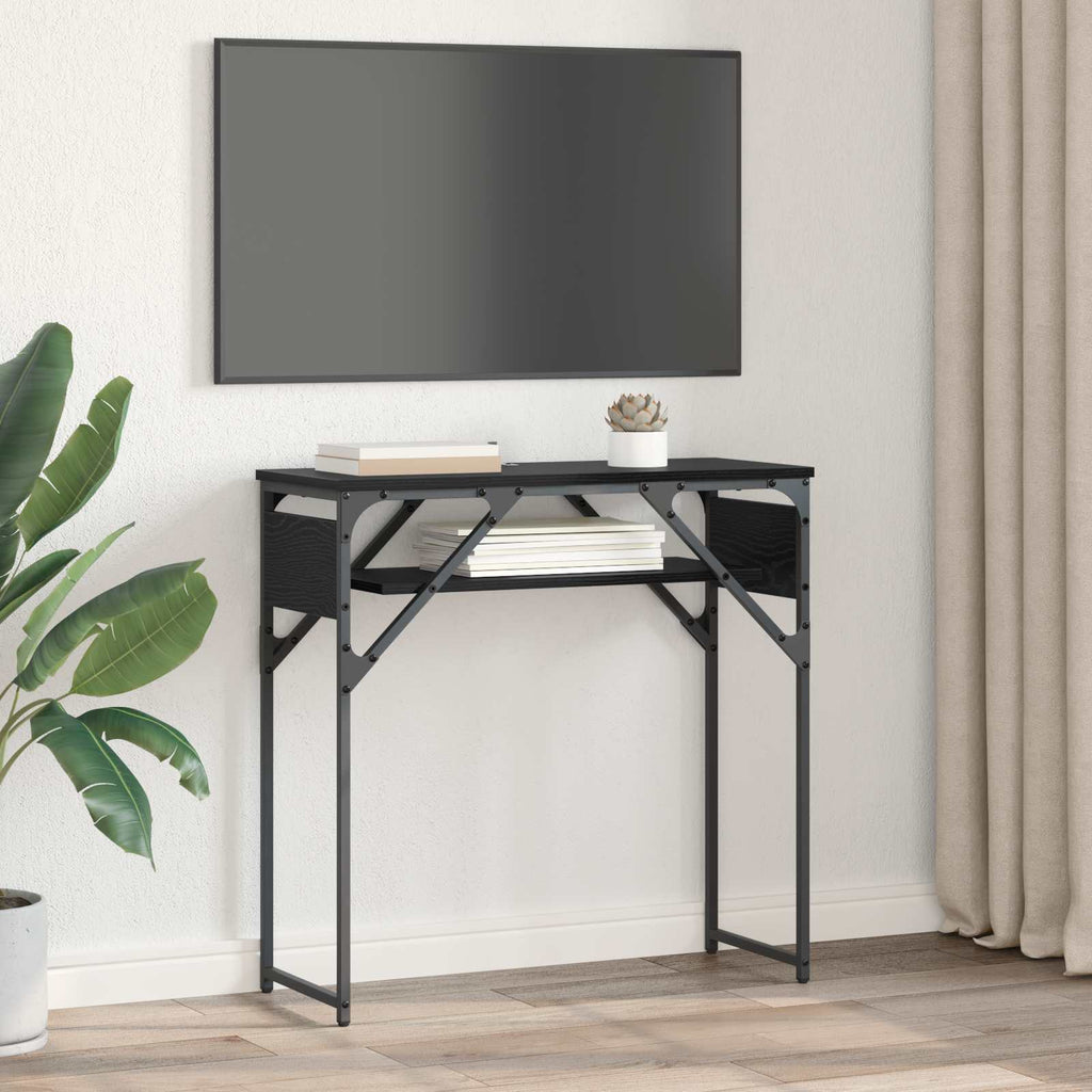 vidaXL StolikKonsolowy Czarny Dąb 75x30x75cm Materiał drewnopochodny