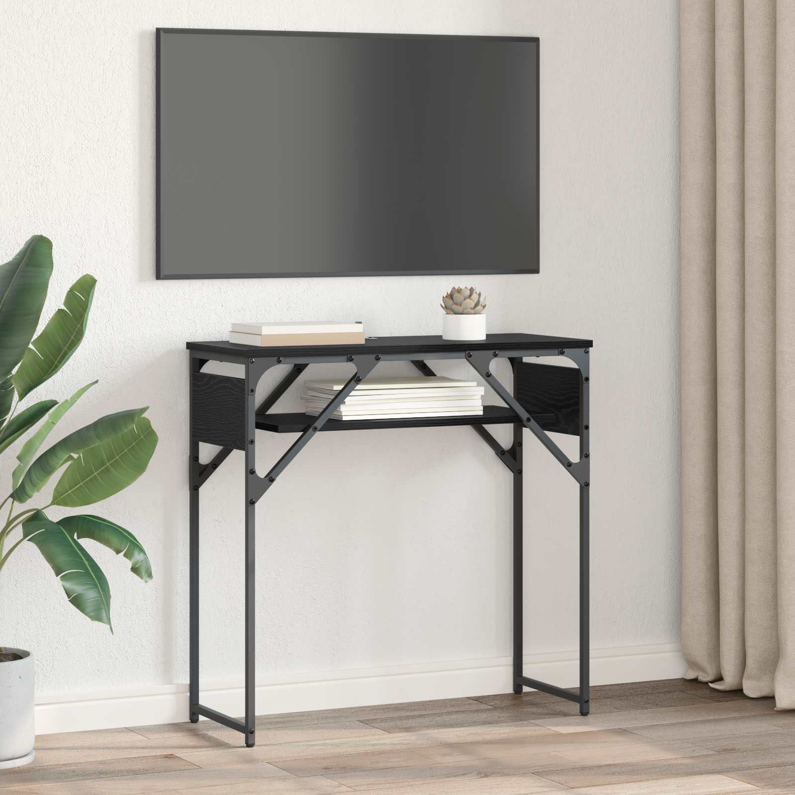 vidaXL StolikKonsolowy Czarny Dąb 75x30x75cm Materiał drewnopochodny