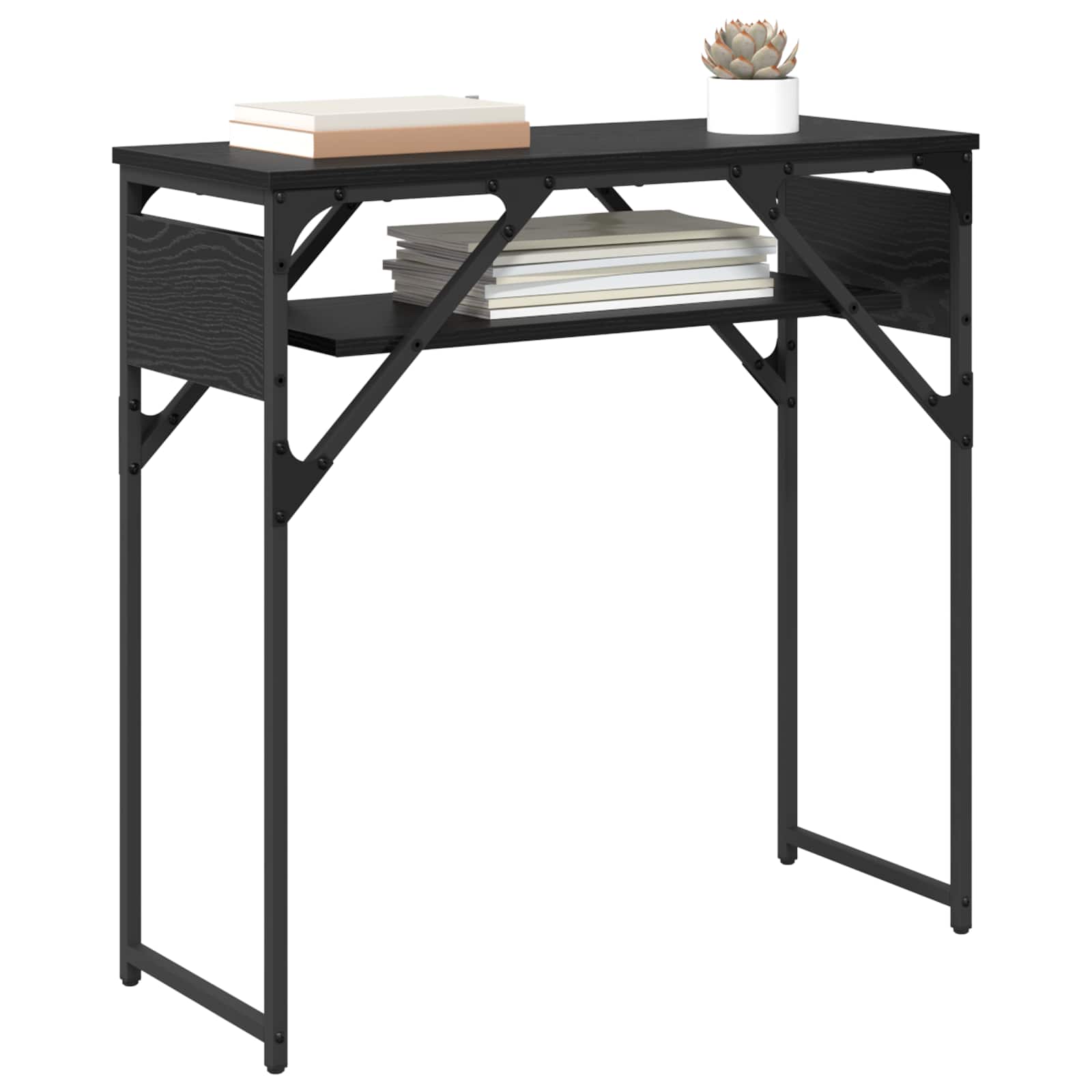 vidaXL StolikKonsolowy Czarny Dąb 75x30x75cm Materiał drewnopochodny