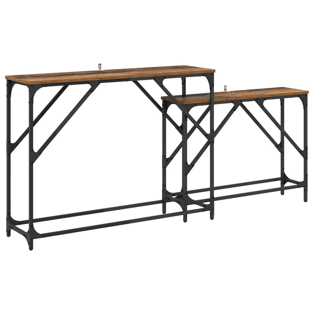 vidaXL Konsola 2 pcs Stare drewno 100 x 28 x 75 cm