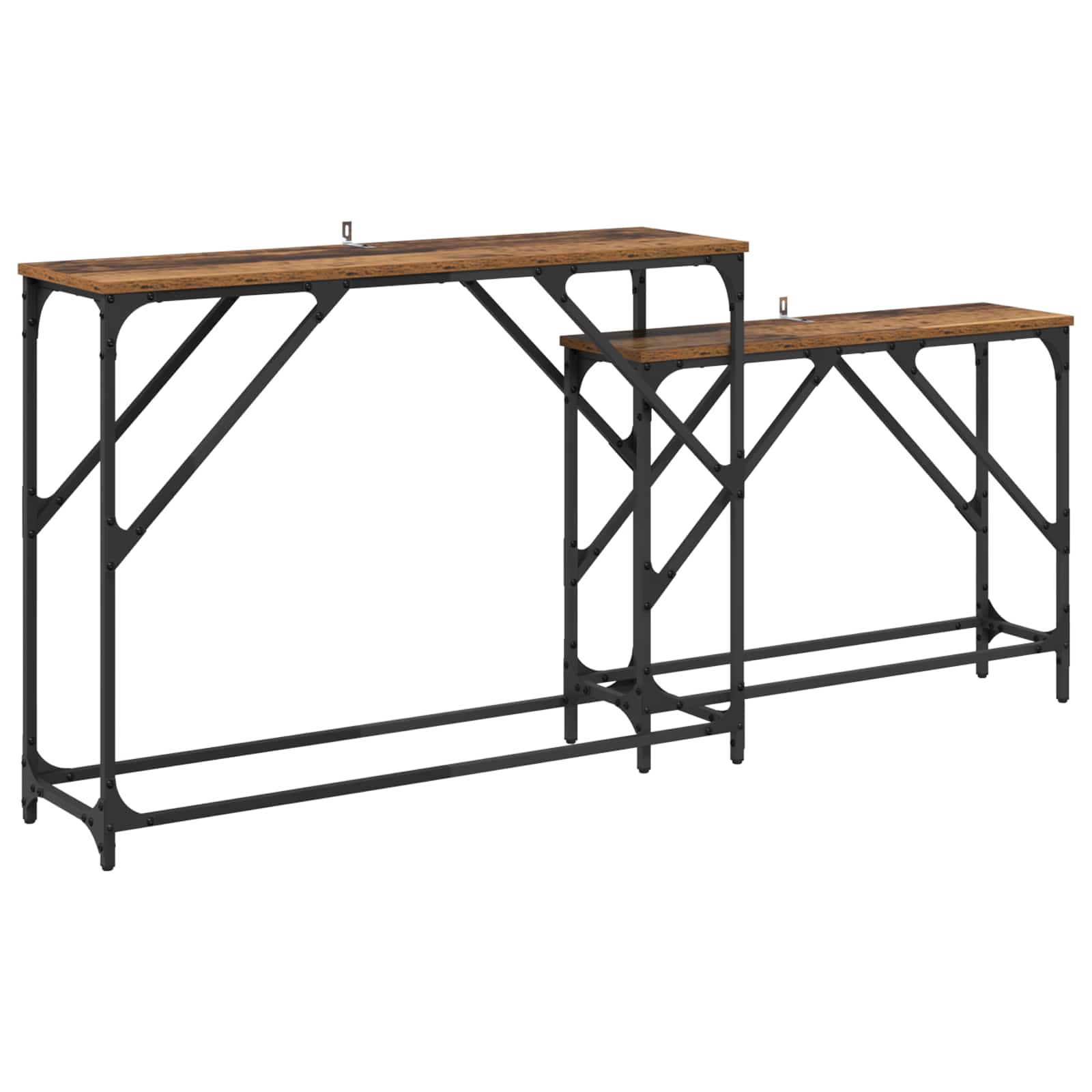 vidaXL Konsola 2 pcs Stare drewno 100 x 28 x 75 cm