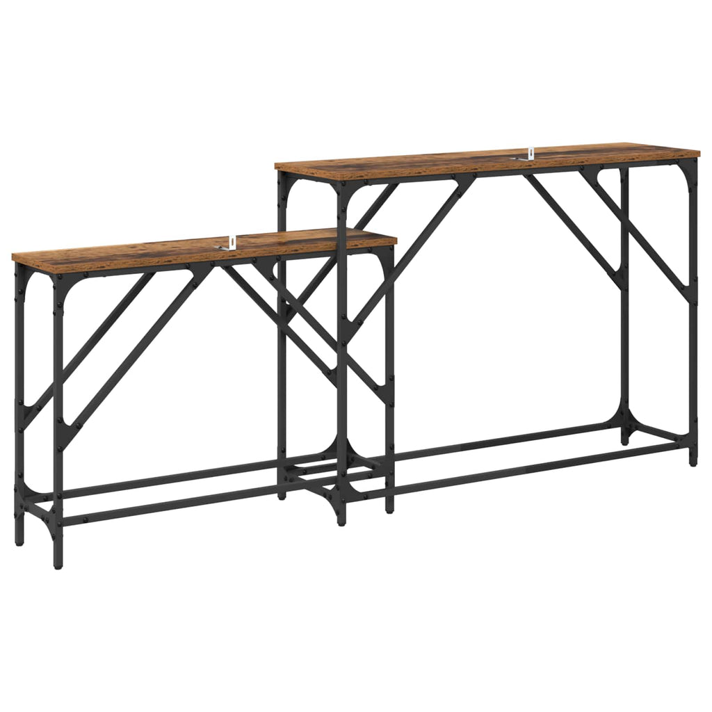 vidaXL Konsola 2 pcs Stare drewno 100 x 28 x 75 cm