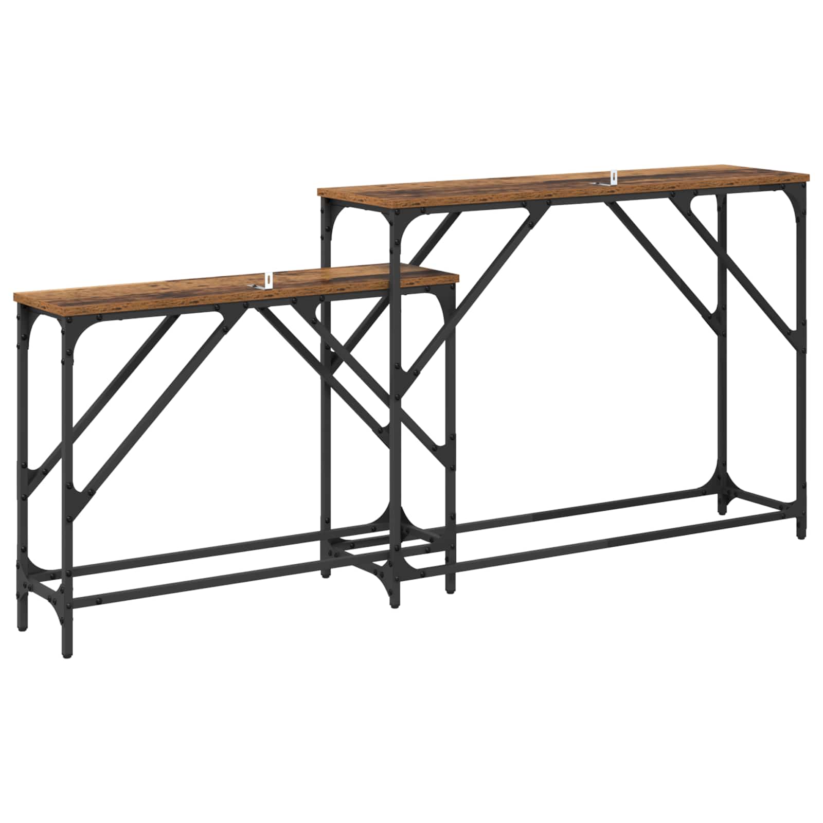 vidaXL Konsola 2 pcs Stare drewno 100 x 28 x 75 cm