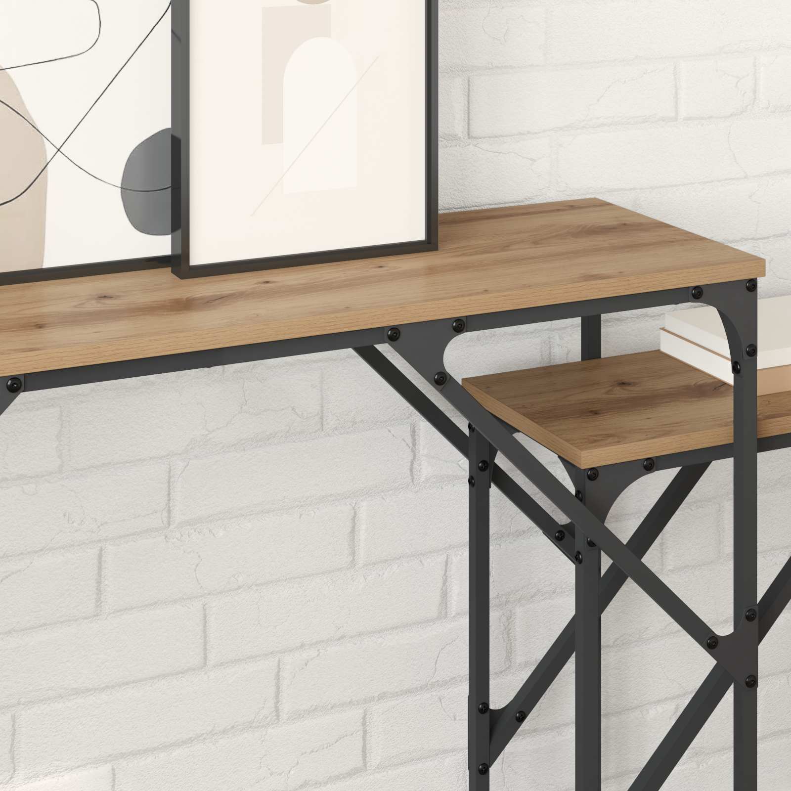 vidaXL Konsola 2 pcs Dąb rzemieślniczy 100 x 28 x 75 cm