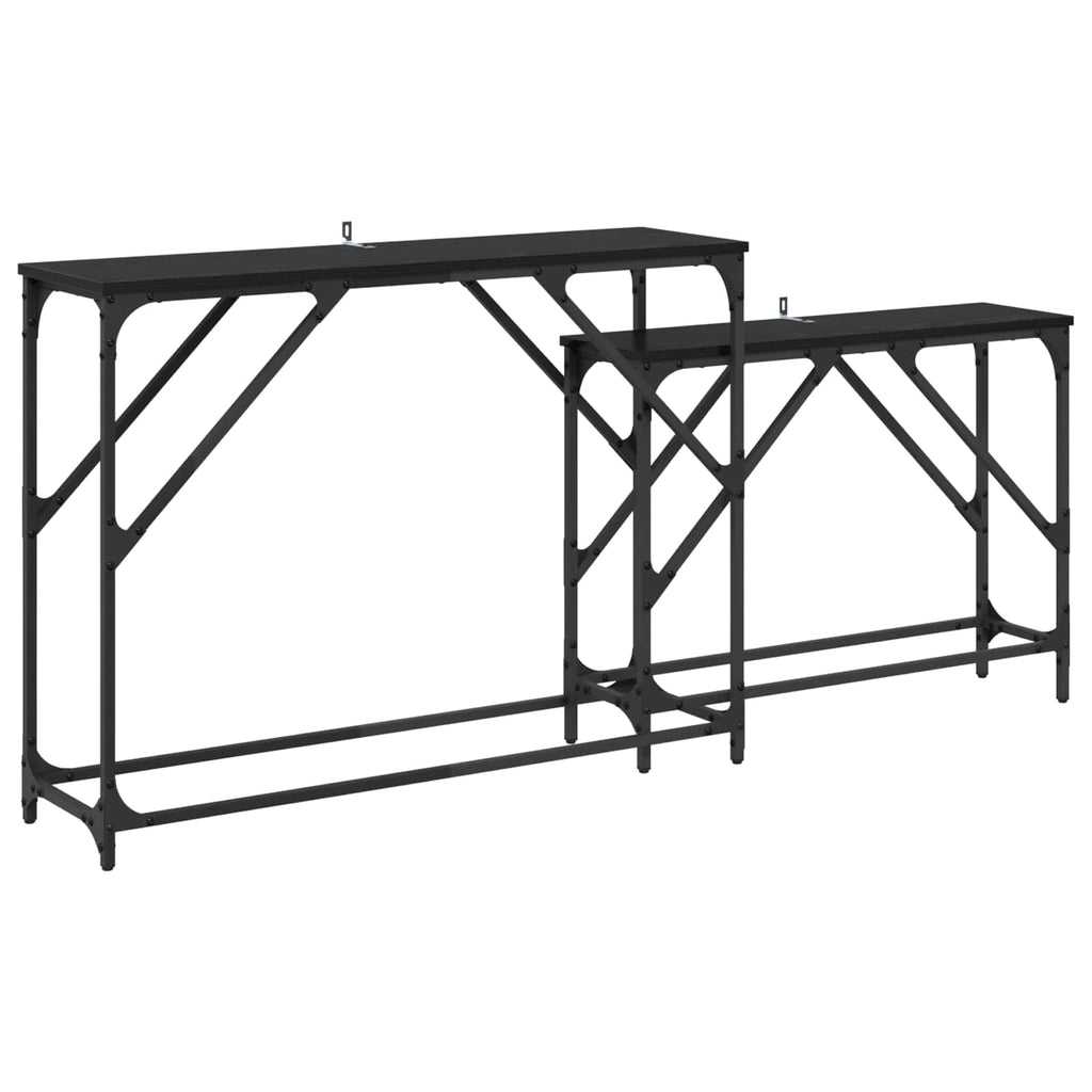 vidaXL Konsola 2 pcs Czarny Dąb 100 x 28 x 75 cm