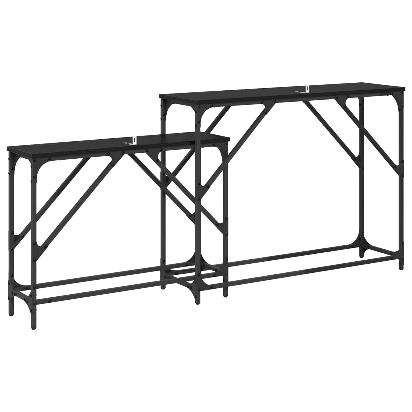 vidaXL Konsola 2 pcs Czarny Dąb 100 x 28 x 75 cm
