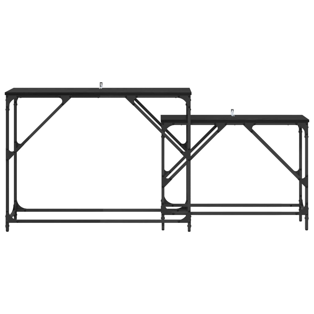 vidaXL Konsola 2 pcs Czarny Dąb 100 x 28 x 75 cm