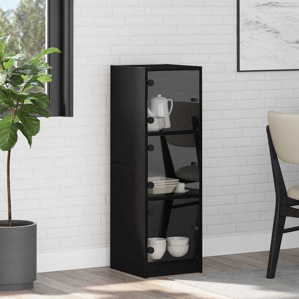 vidaXL Highboard Czarny Dąb 35 x 37 x 109 cm Materiał drewnopochodny
