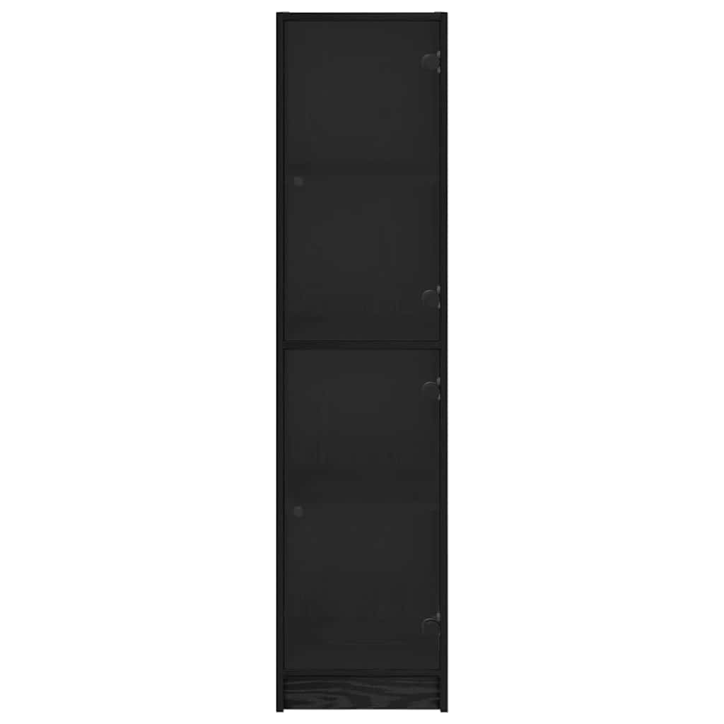 vidaXL Highboard Czarny Dąb 35 x 37 x 142 cm Materiał drewnopochodny