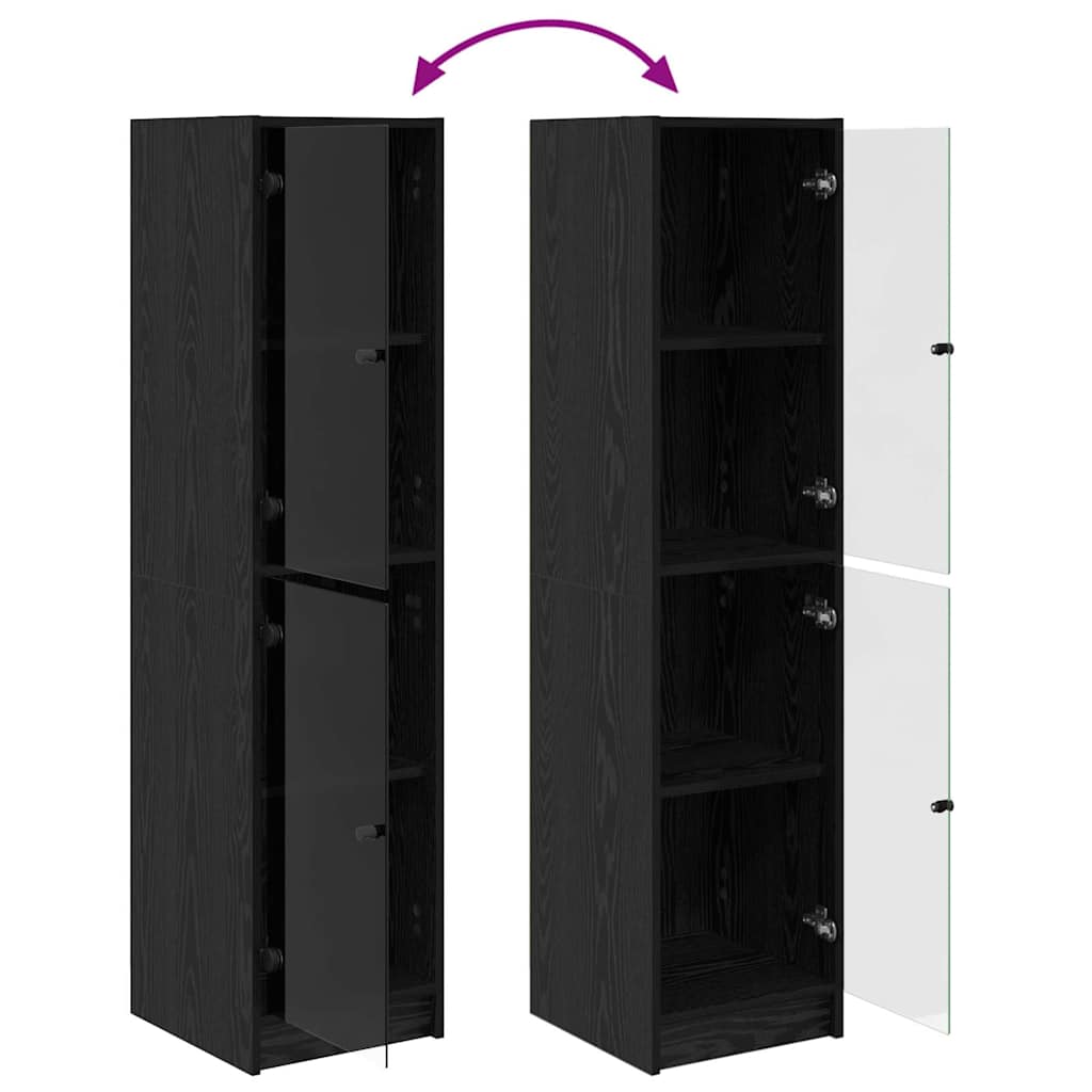 vidaXL Highboard Czarny Dąb 35 x 37 x 142 cm Materiał drewnopochodny