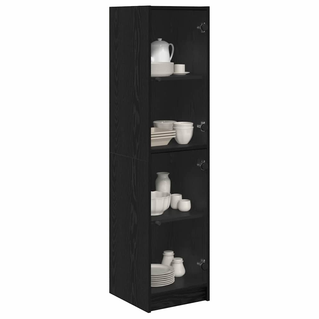 vidaXL Highboard Czarny Dąb 35 x 37 x 142 cm Materiał drewnopochodny