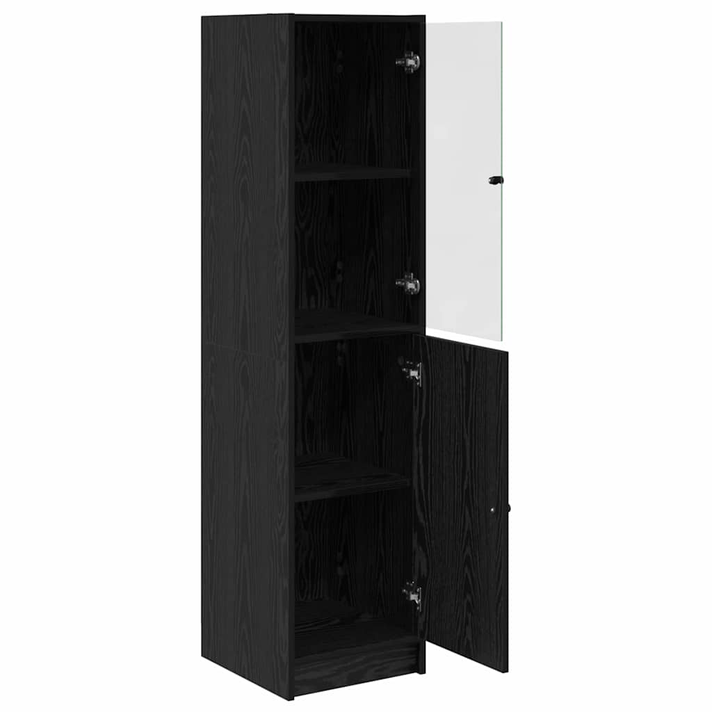 vidaXL Highboard Czarny Dąb 35 x 37 x 142 cm Materiał drewnopochodny