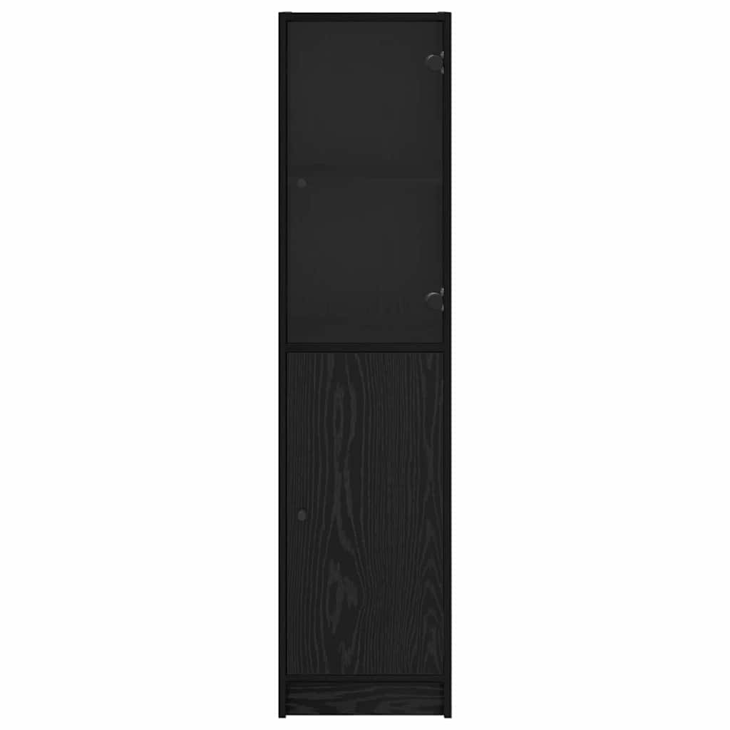vidaXL Highboard Czarny Dąb 35 x 37 x 142 cm Materiał drewnopochodny