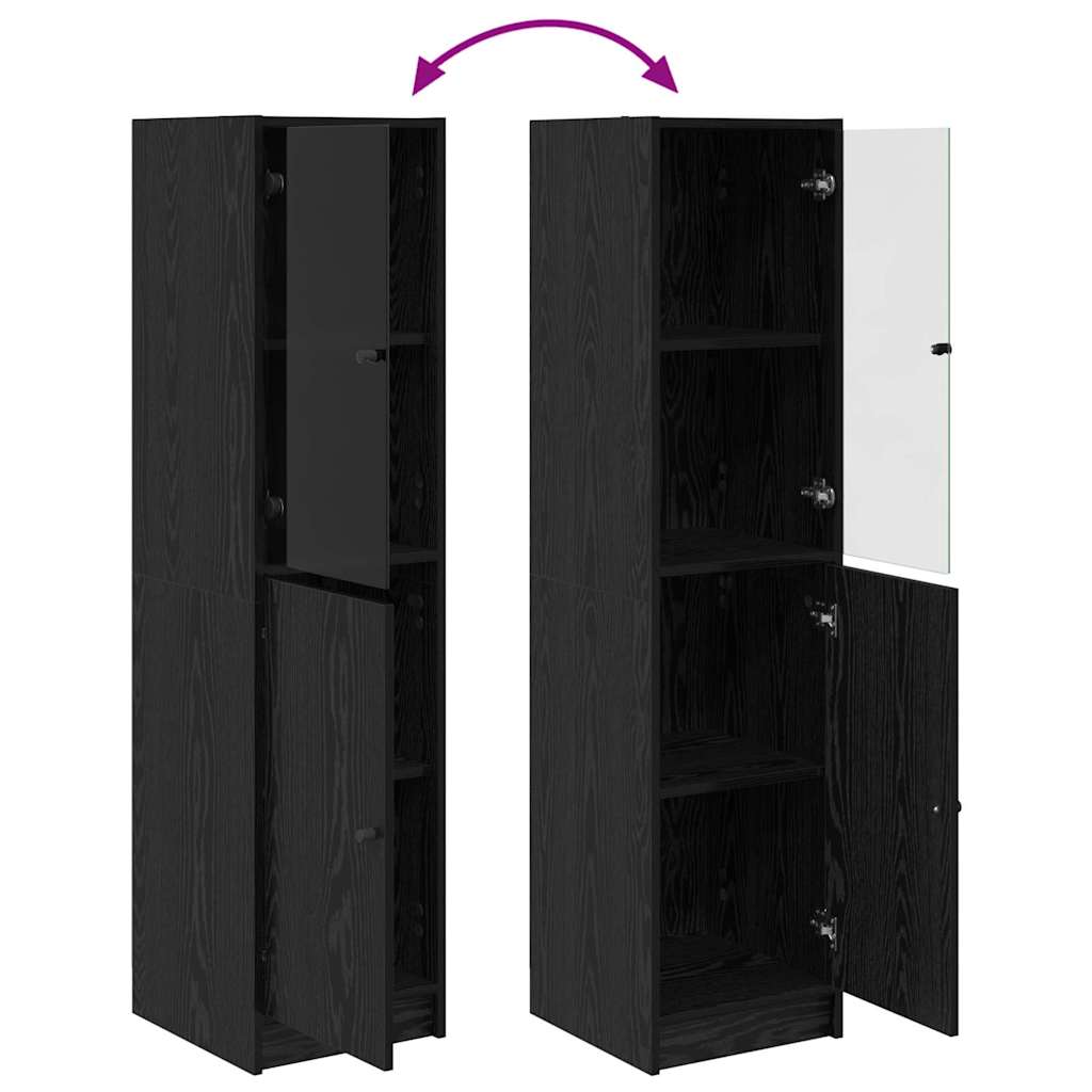vidaXL Highboard Czarny Dąb 35 x 37 x 142 cm Materiał drewnopochodny