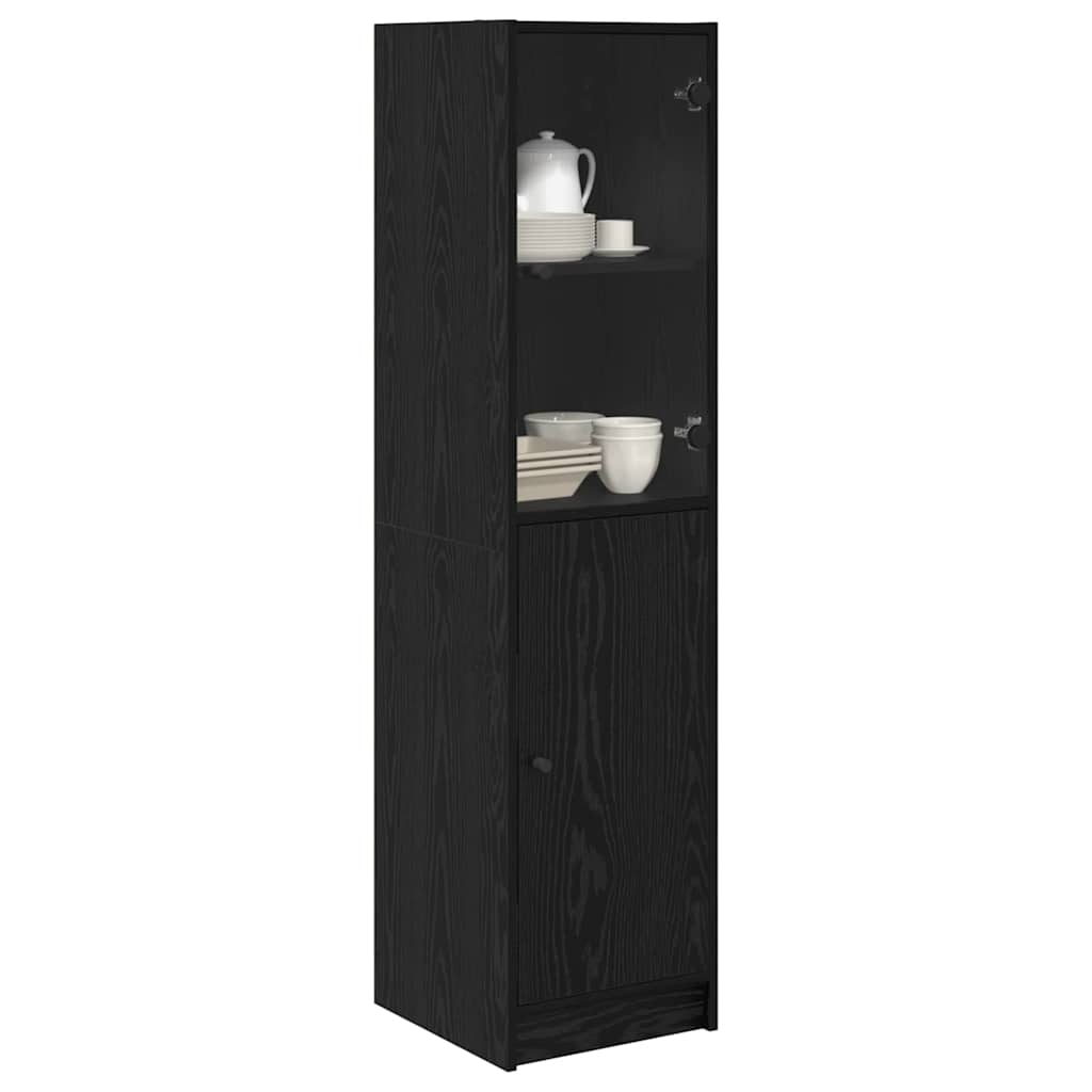 vidaXL Highboard Czarny Dąb 35 x 37 x 142 cm Materiał drewnopochodny