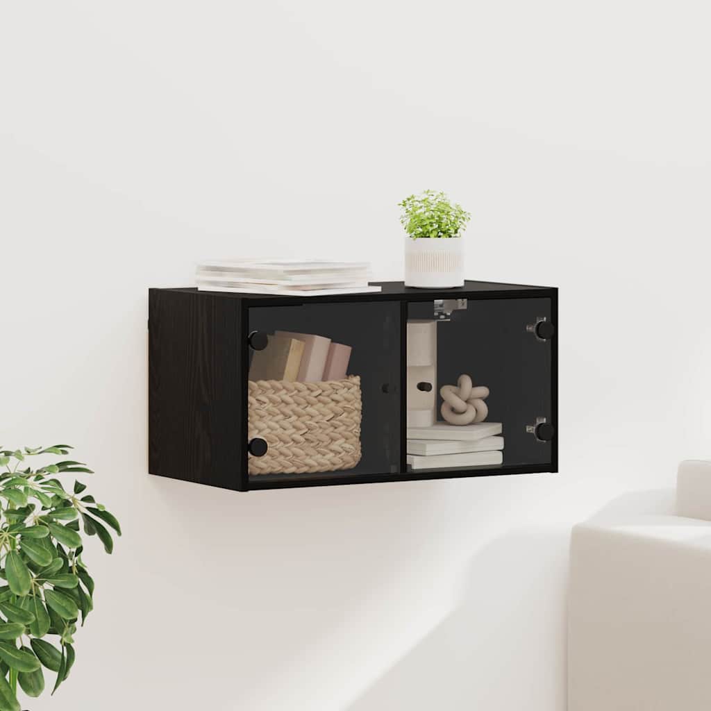 vidaXL Szafka ścienna Montowane na ścianie Czarny Dąb 68 x 37 x 35 cm