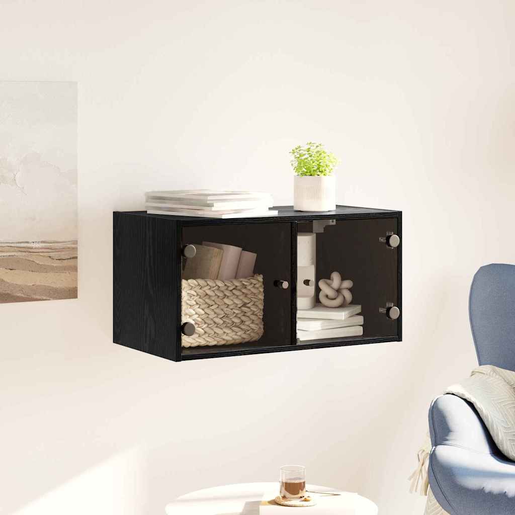 vidaXL Szafka ścienna Montowane na ścianie Czarny Dąb 68 x 37 x 35 cm