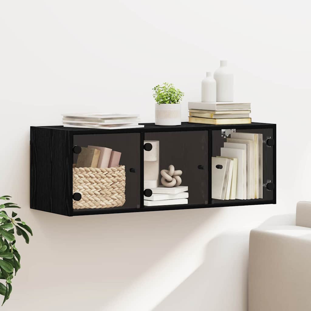 vidaXL Szafka ścienna Montowane na ścianie Czarny Dąb 102 x 37 x 35 cm