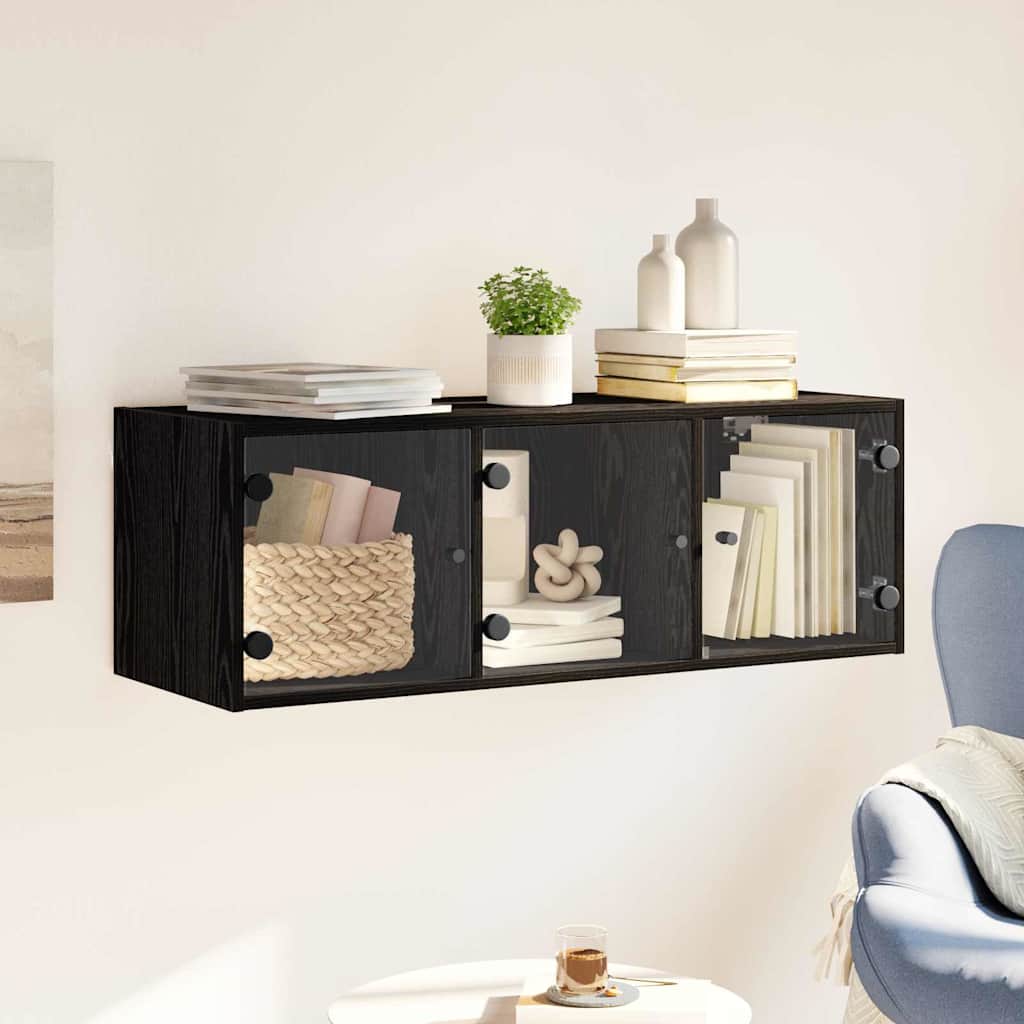 vidaXL Szafka ścienna Montowane na ścianie Czarny Dąb 102 x 37 x 35 cm