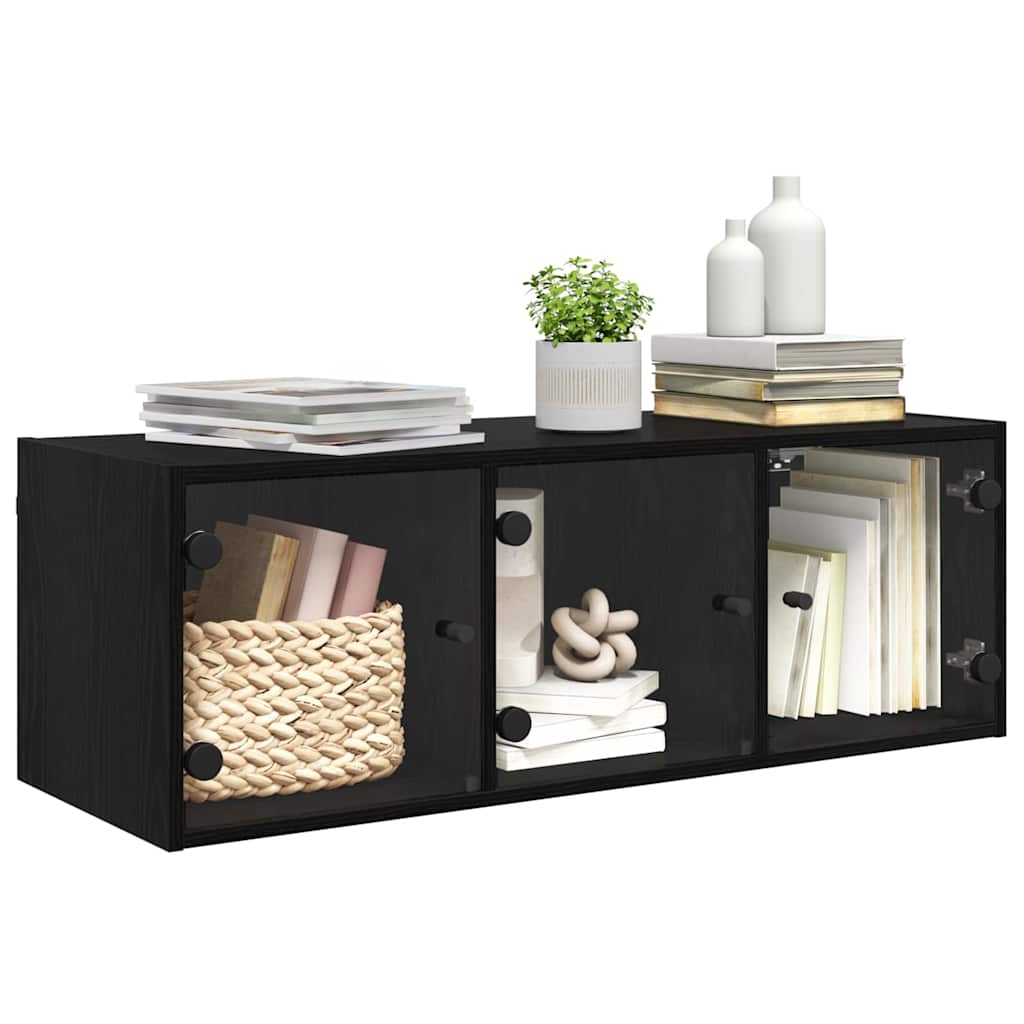 vidaXL Szafka ścienna Montowane na ścianie Czarny Dąb 102 x 37 x 35 cm