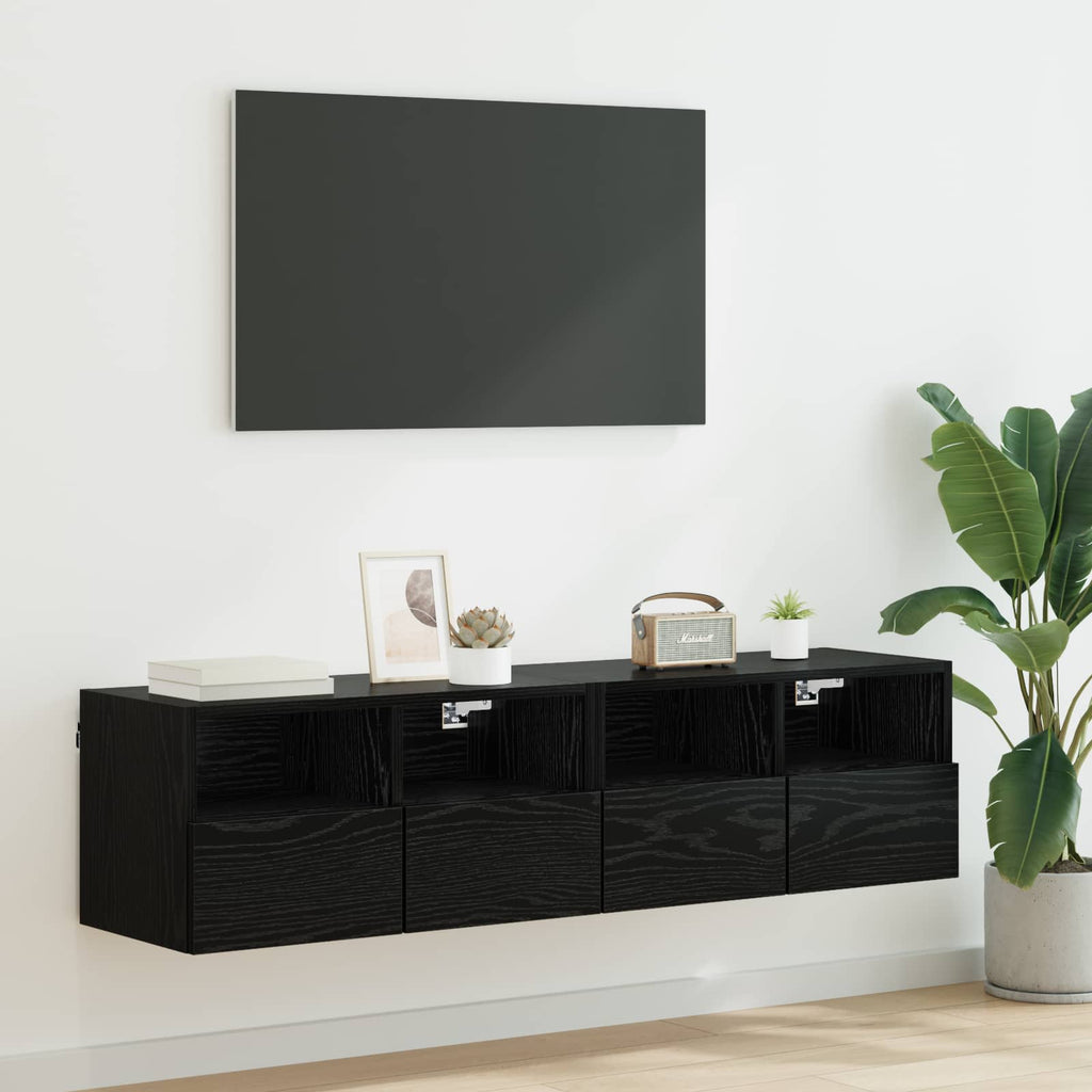 vidaXL Szafki RTV 2 pcs Czarny Dąb 60 x 30 x 30 cm