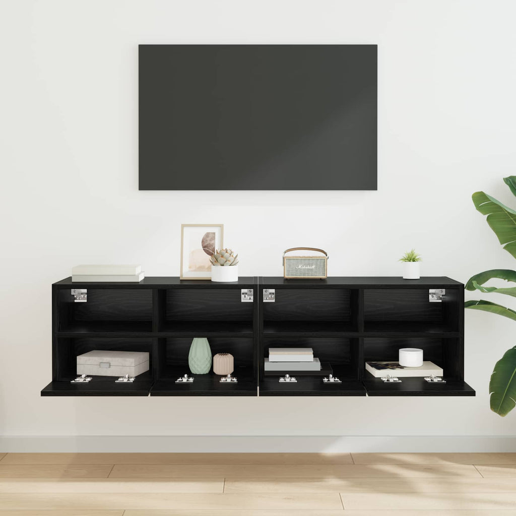 vidaXL Szafki RTV 2 pcs Czarny Dąb 60 x 30 x 30 cm