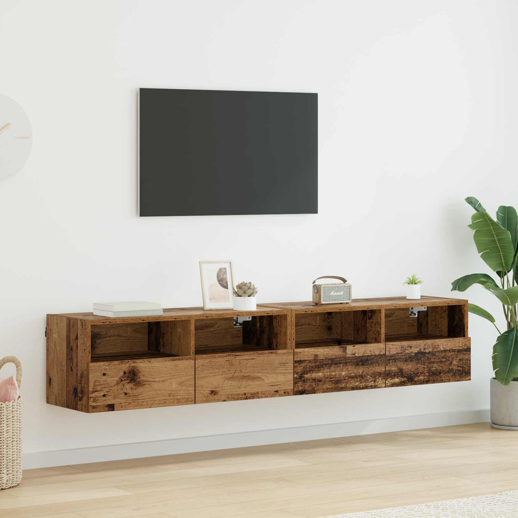 vidaXL Szafki RTV 2 pcs Stare drewno 80 x 30 x 30 cm