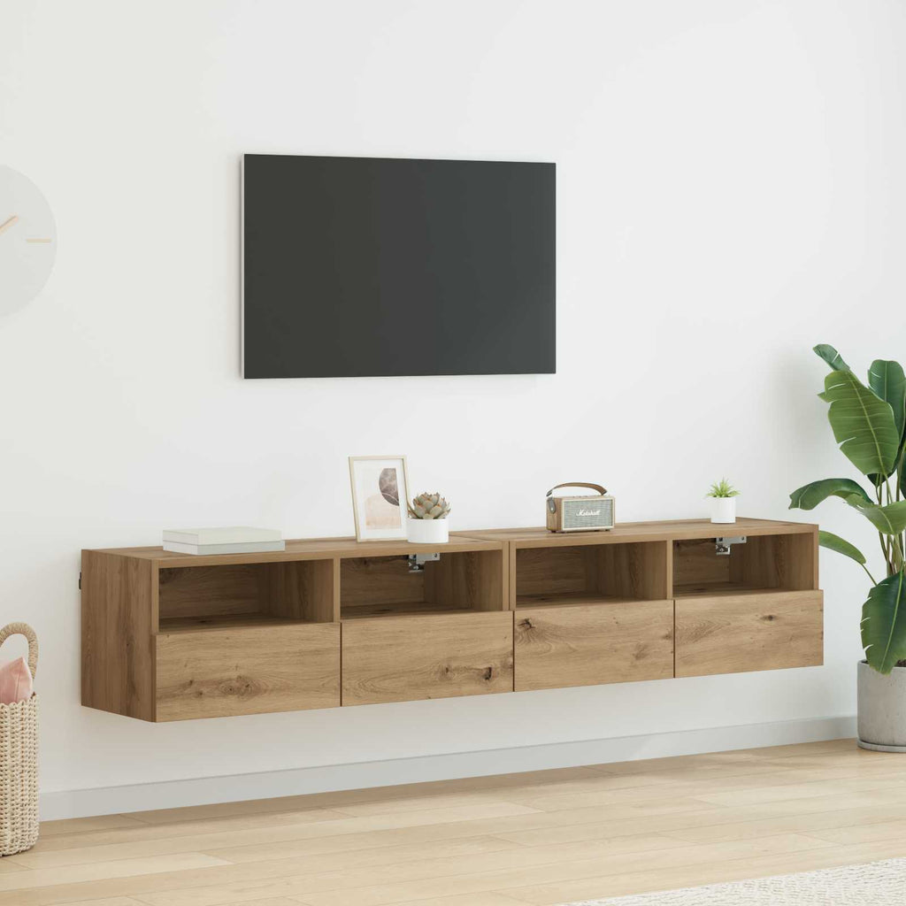 vidaXL Szafki RTV 2 pcs Dąb rzemieślniczy 80 x 30 x 30 cm