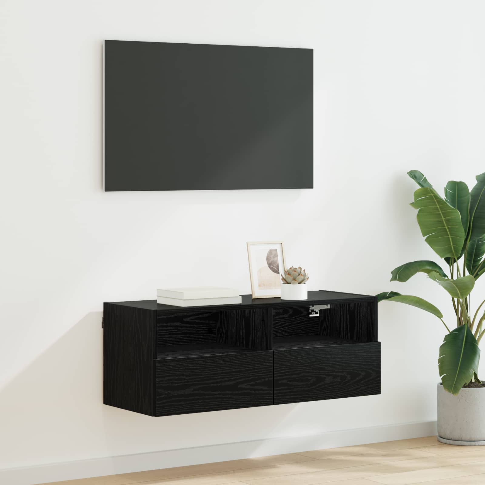 vidaXL Szafka pod telewizor Czarny Dąb 80 x 30 x 30 cm