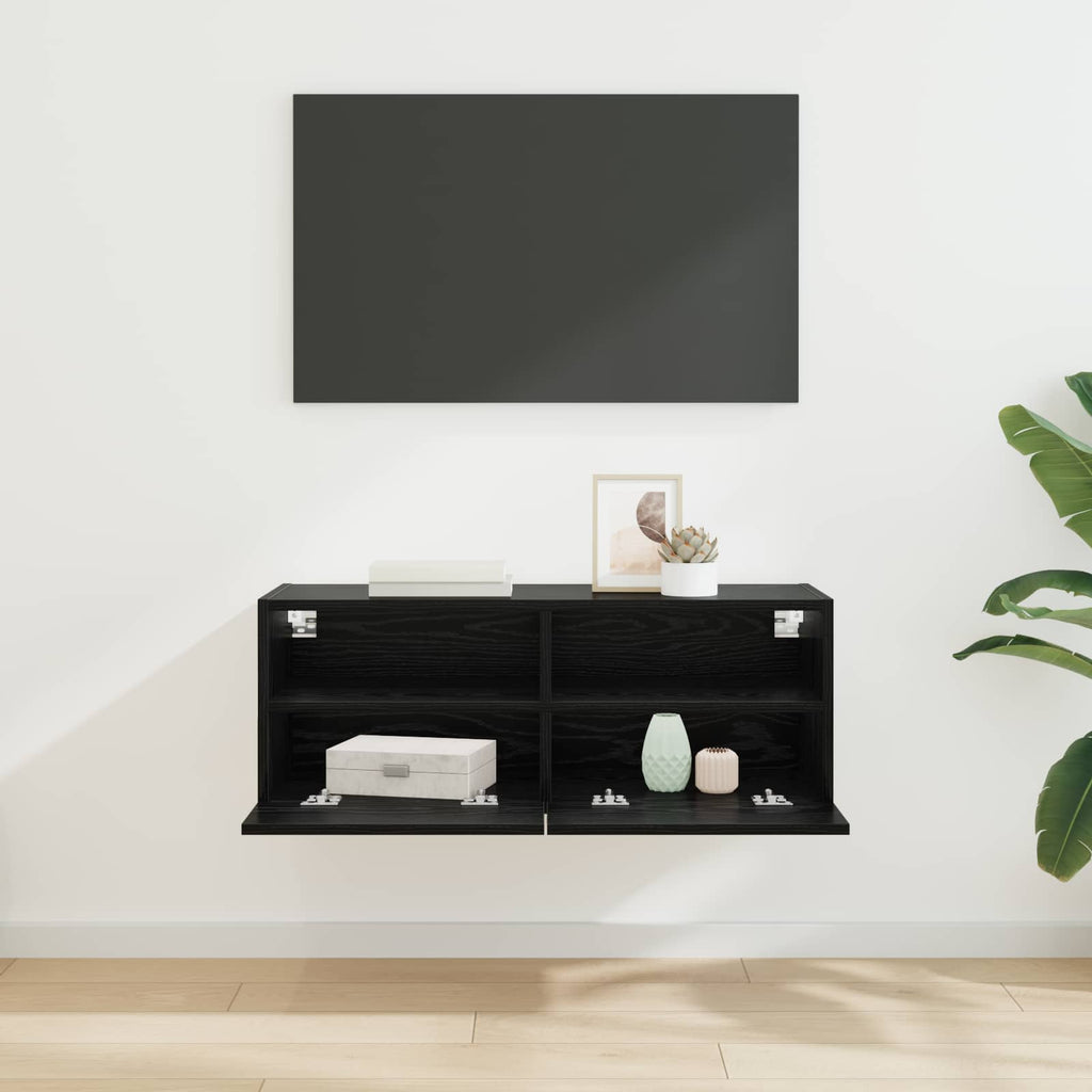 vidaXL Szafka pod telewizor Czarny Dąb 80 x 30 x 30 cm