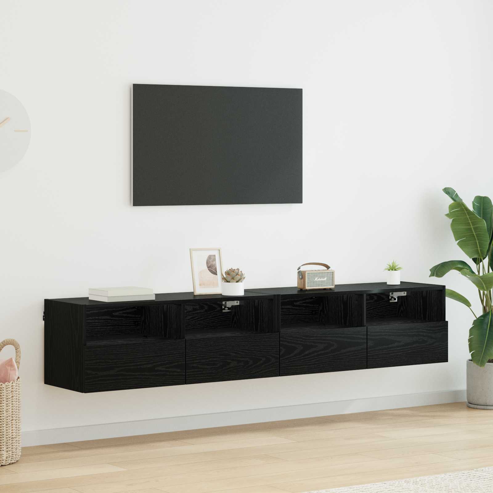 vidaXL Szafki RTV 2 pcs Czarny Dąb 80 x 30 x 30 cm