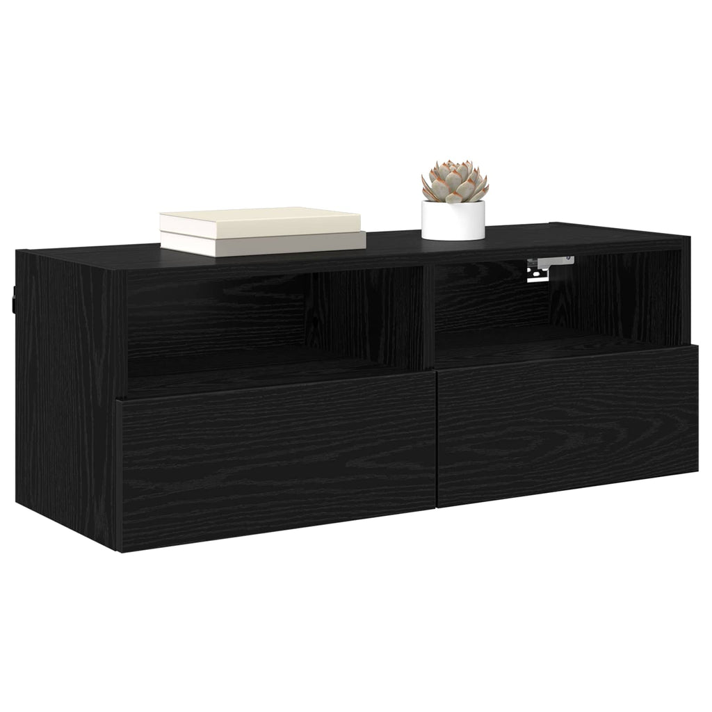 vidaXL Szafki RTV 2 pcs Czarny Dąb 80 x 30 x 30 cm