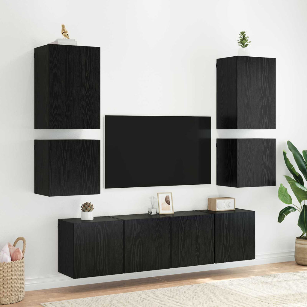 vidaXL Szafki RTV Montowane na ścianie 2 pcs Czarny Dąb 40,5x30x40cm