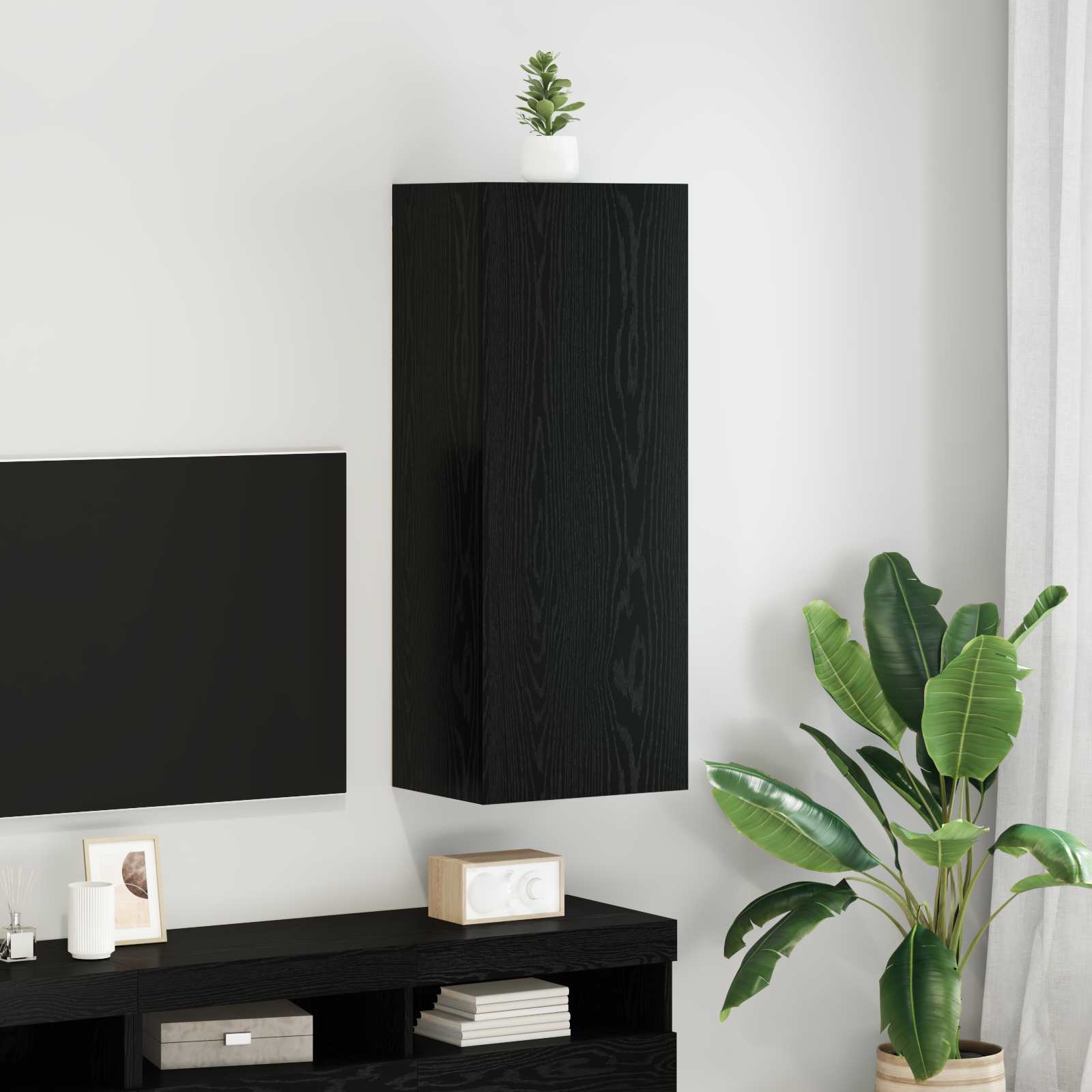 vidaXL Szafka pod telewizor Czarny Dąb 40,5 x 30 x 102 cm