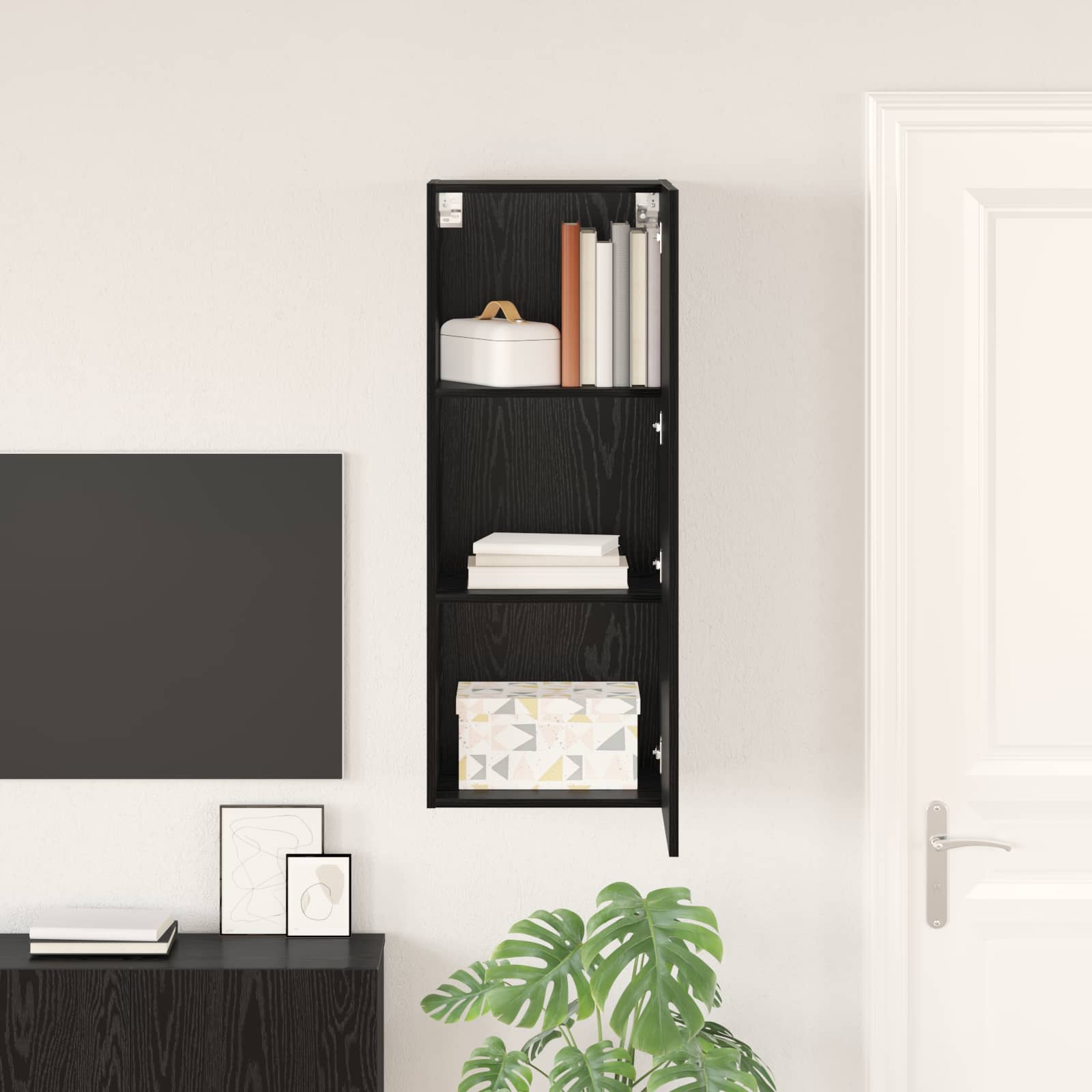vidaXL Szafka pod telewizor Czarny Dąb 40,5 x 30 x 102 cm