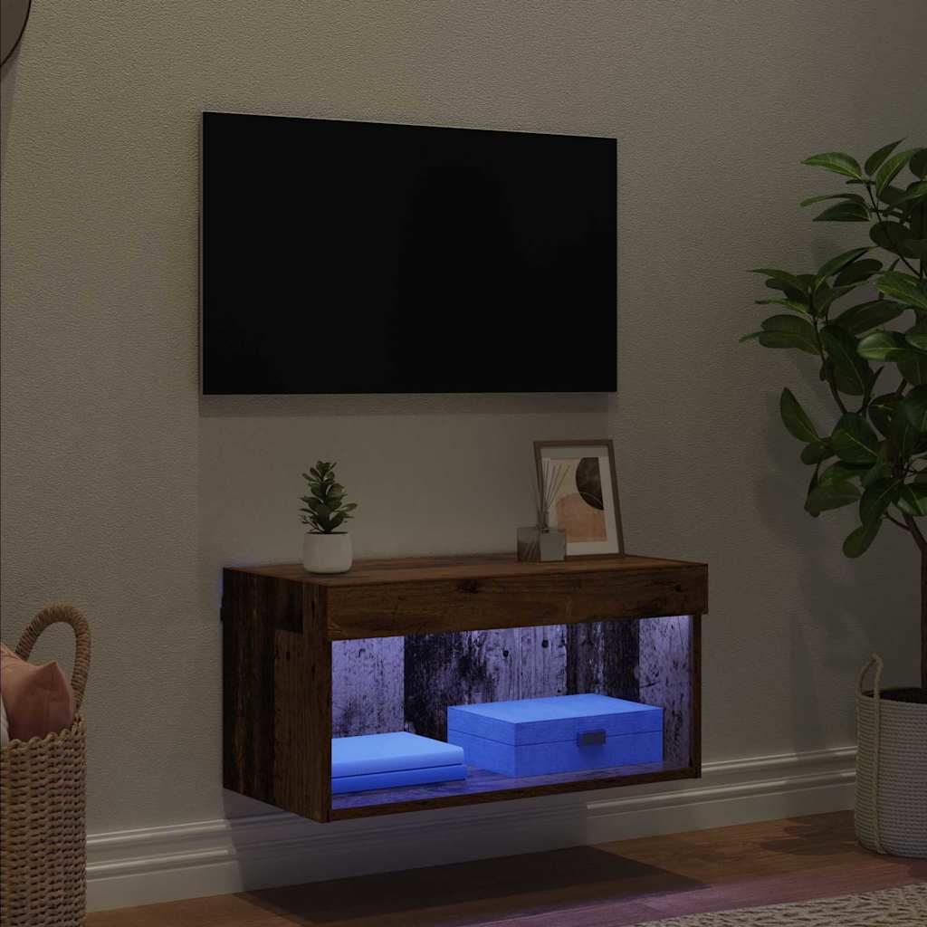 vidaXL Zestaw szafek RTV z LED Stare drewno 60 x 30 x 30 cm