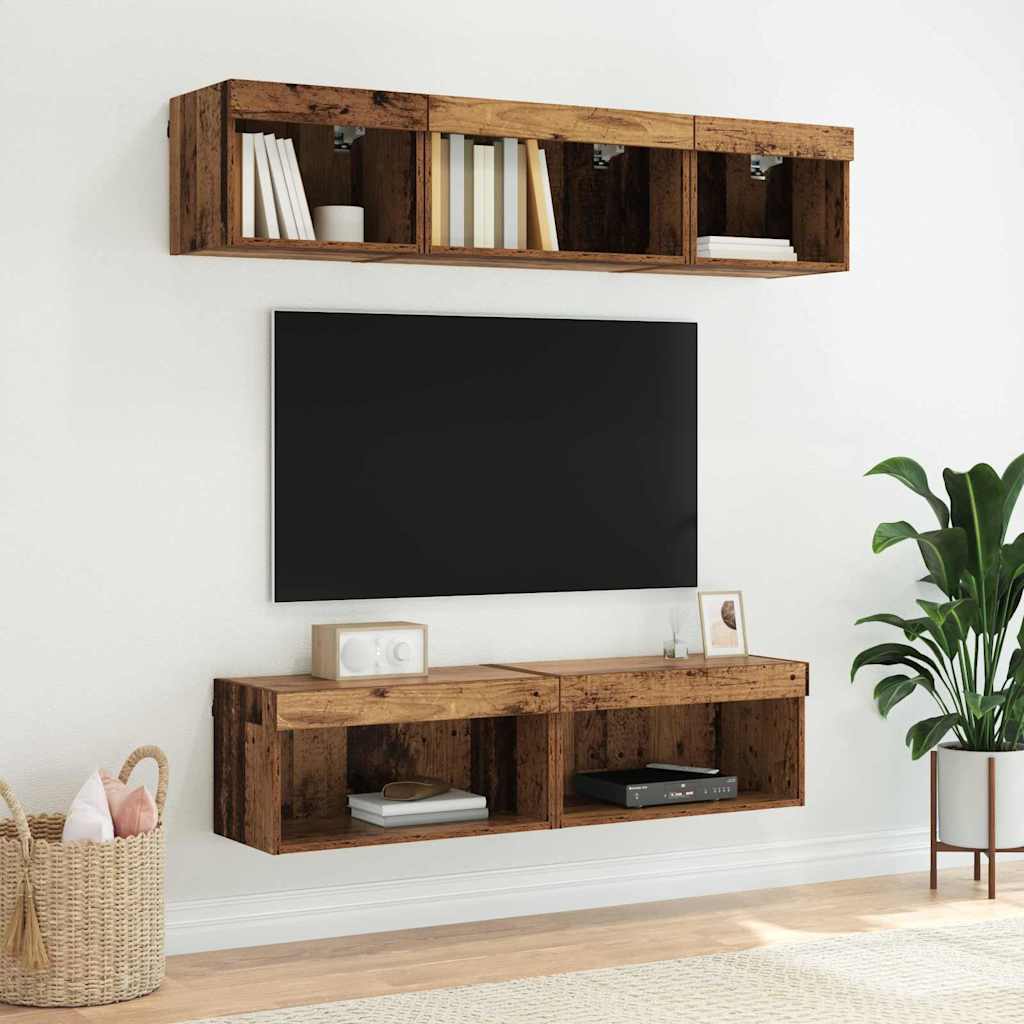 vidaXL Zestaw szafek RTV z LED Stare drewno 60 x 30 x 30 cm