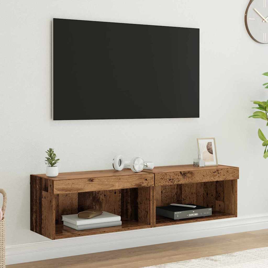 vidaXL Zestaw szafek RTV z LED 2 pcs Stare drewno 60 x 30 x 30 cm