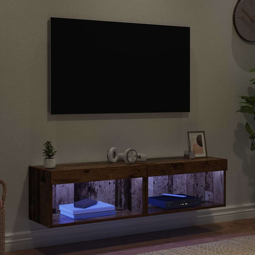 vidaXL Zestaw szafek RTV z LED 2 pcs Stare drewno 60 x 30 x 30 cm