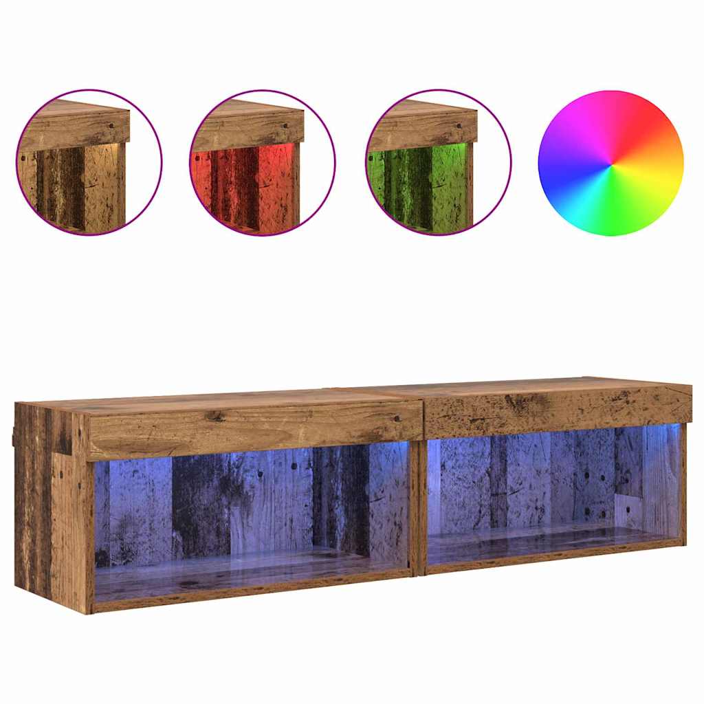 vidaXL Zestaw szafek RTV z LED 2 pcs Stare drewno 60 x 30 x 30 cm