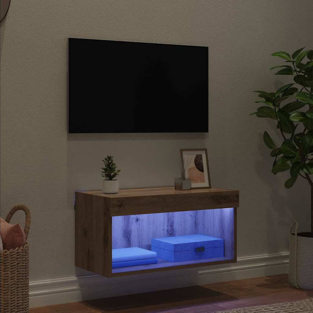 vidaXL Zestaw szafek RTV z LED Dąb rzemieślniczy 60 x 30 x 30 cm