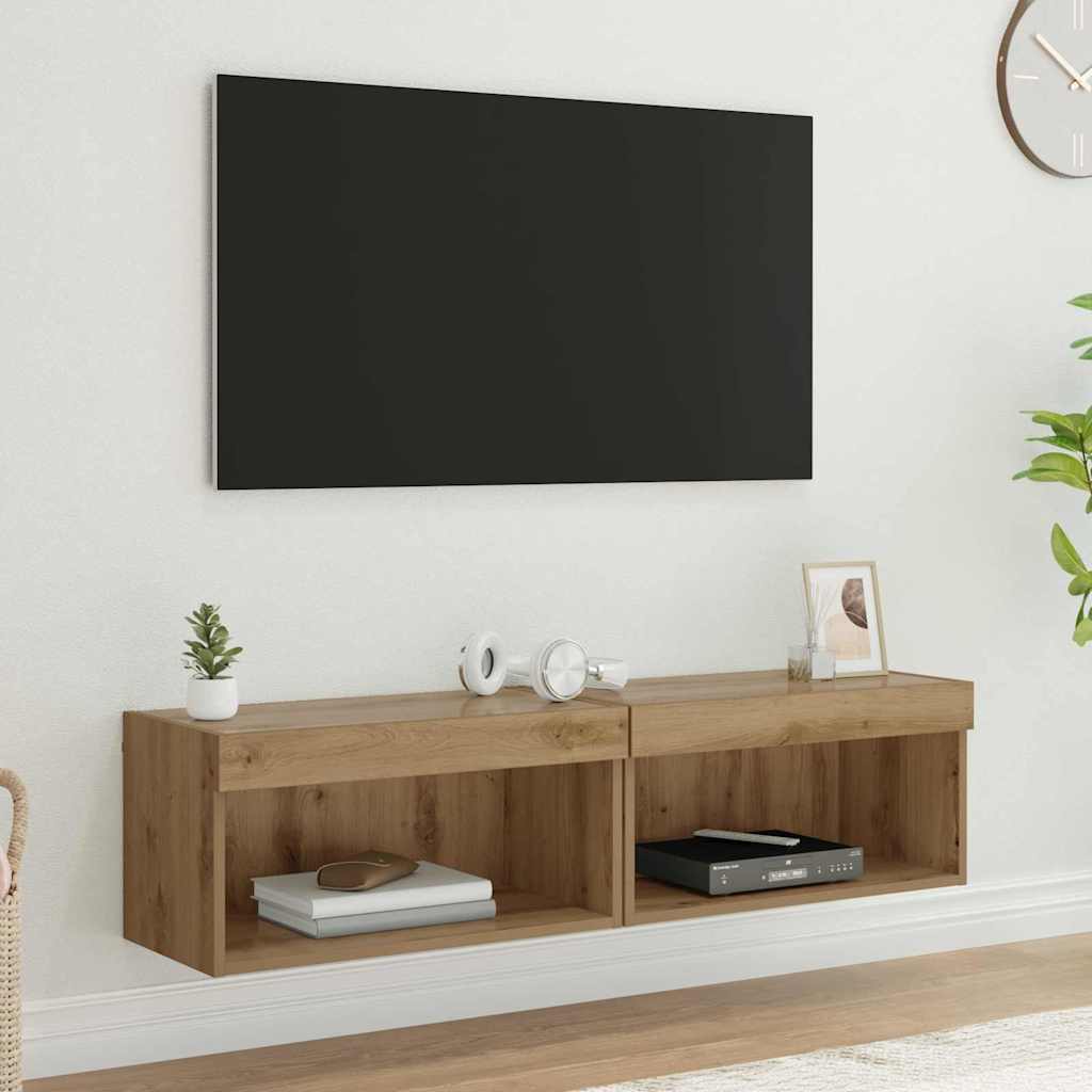 vidaXL Zestaw szafek RTV z LED 2 pcs Dąb rzemieślniczy 60 x 30 x 30 cm