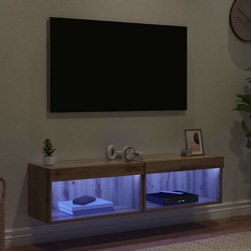 vidaXL Zestaw szafek RTV z LED 2 pcs Dąb rzemieślniczy 60 x 30 x 30 cm