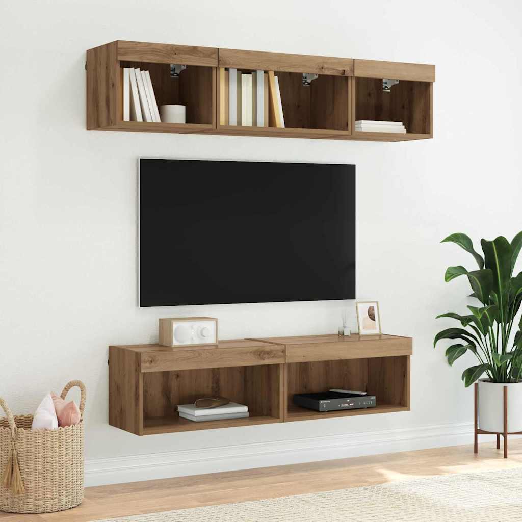 vidaXL Zestaw szafek RTV z LED 2 pcs Dąb rzemieślniczy 60 x 30 x 30 cm