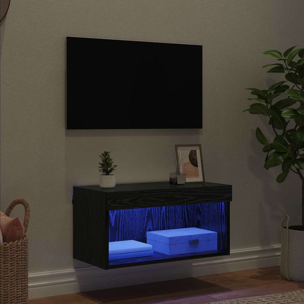 vidaXL Zestaw szafek RTV z LED Czarny Dąb 60 x 30 x 30 cm