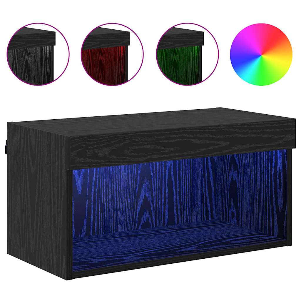 vidaXL Zestaw szafek RTV z LED Czarny Dąb 60 x 30 x 30 cm