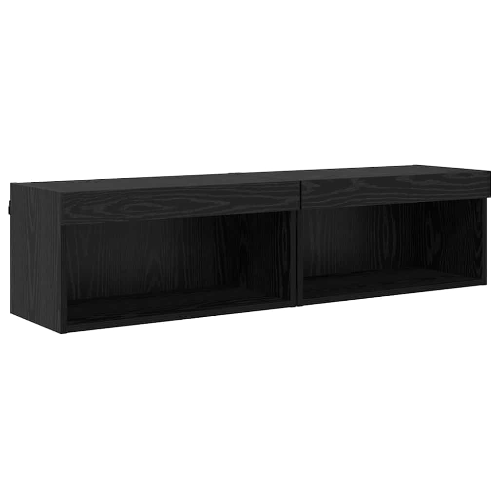 vidaXL Zestaw szafek RTV z LED 2 pcs Czarny Dąb 60 x 30 x 30 cm