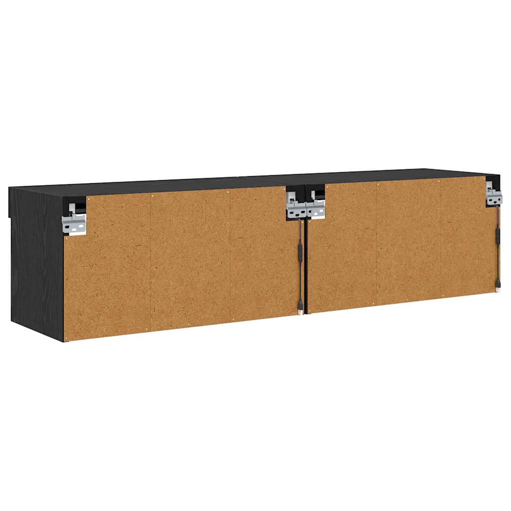 vidaXL Zestaw szafek RTV z LED 2 pcs Czarny Dąb 60 x 30 x 30 cm