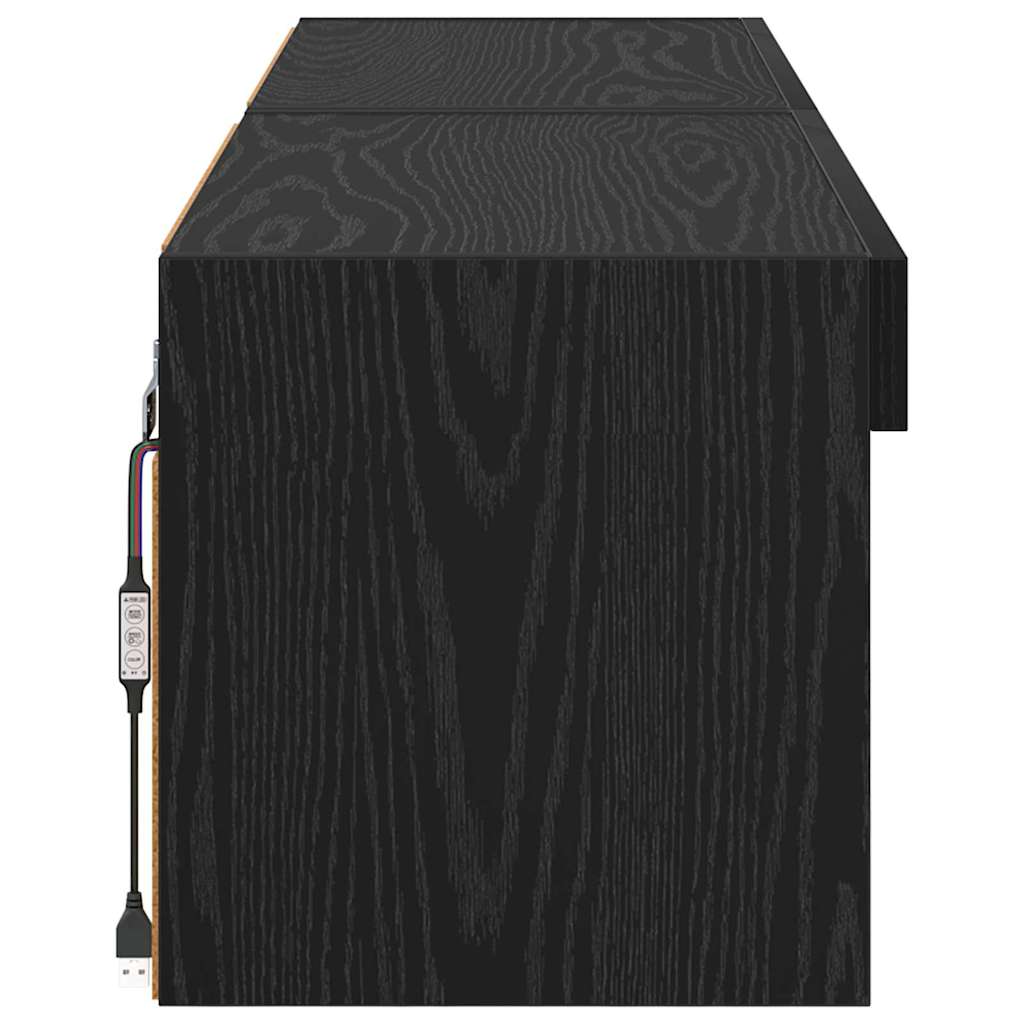 vidaXL Zestaw szafek RTV z LED 2 pcs Czarny Dąb 60 x 30 x 30 cm