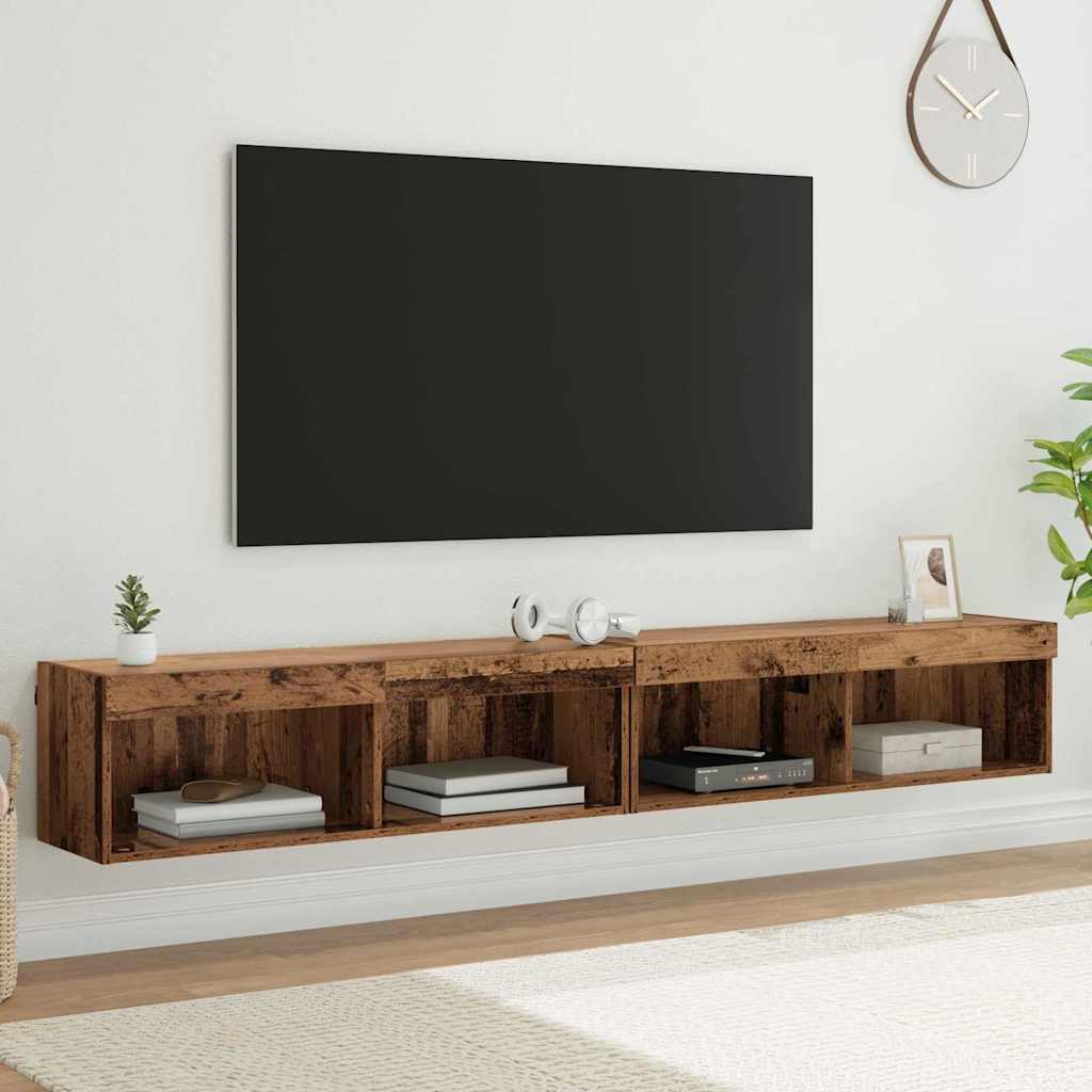 vidaXL Zestaw szafek RTV z LED 2 pcs Stare drewno 100 x 30 x 30 cm